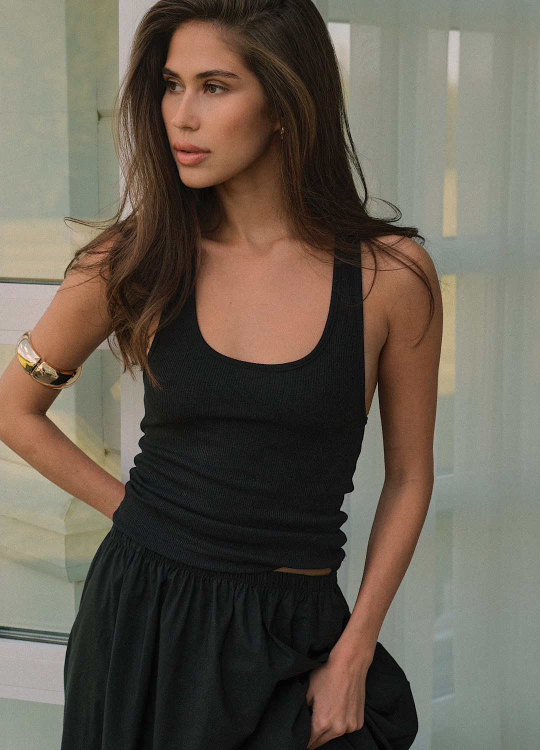 Майка в рубчик, чёрный 
Майка в рубчик, чёрный