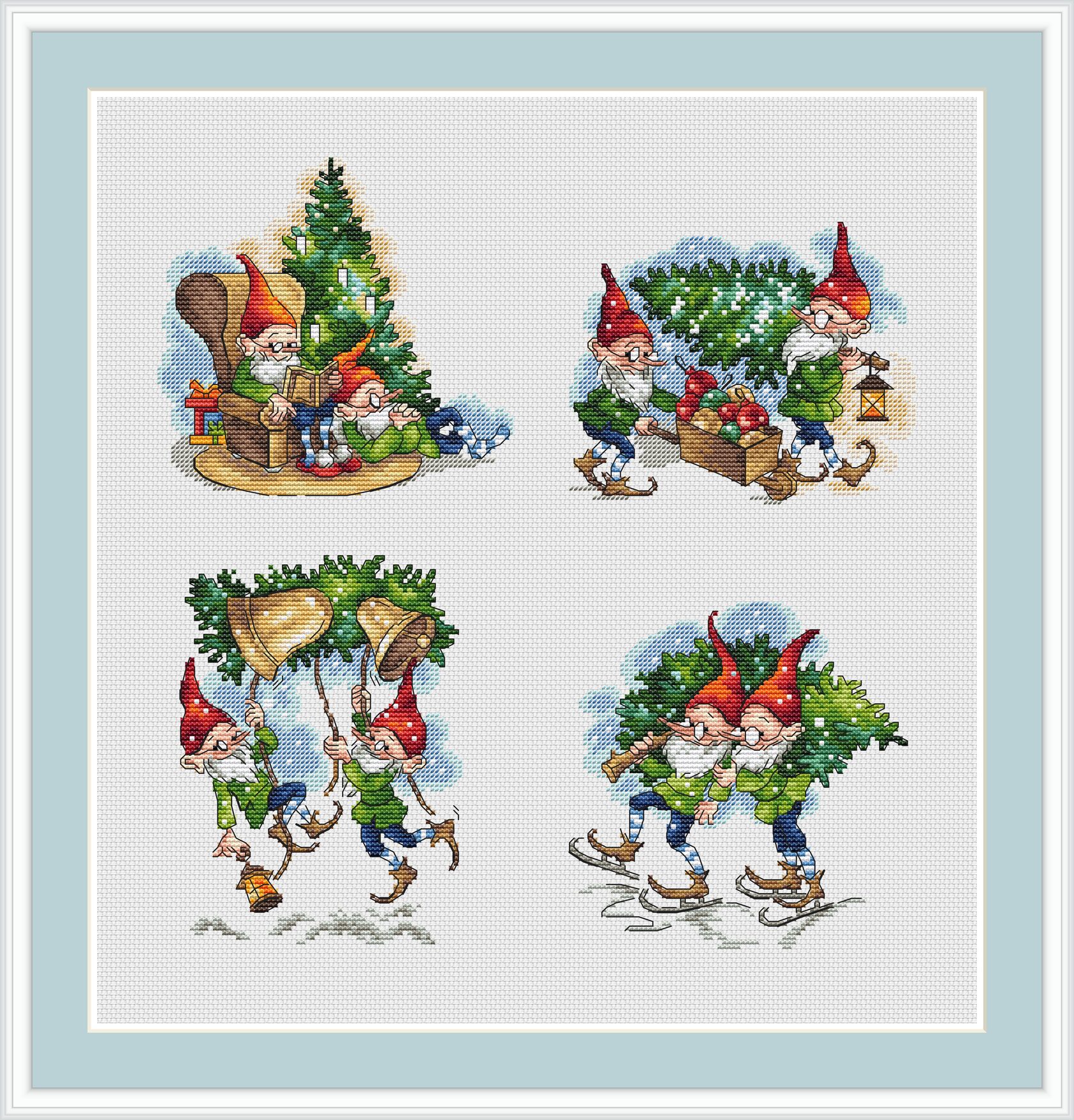 Christmas Gnomes 4 Cross Stitch Pattern