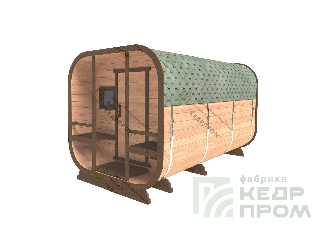 Баня бочка с террасой