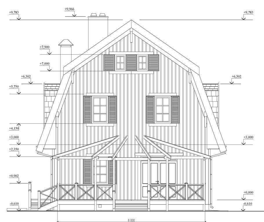 Дом с мансардой чертеж