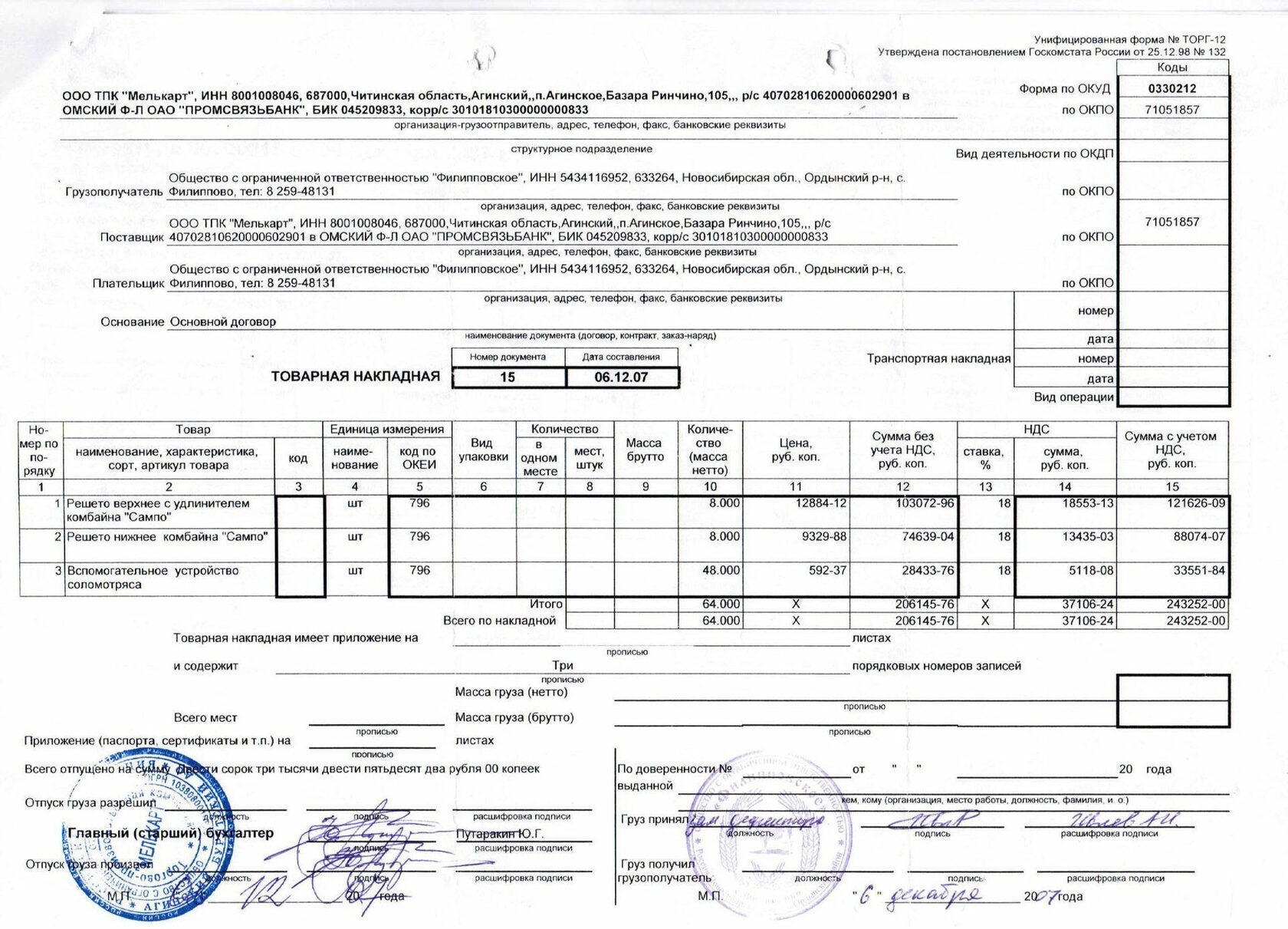 Товарная накладная форма торг 12 в аптеке