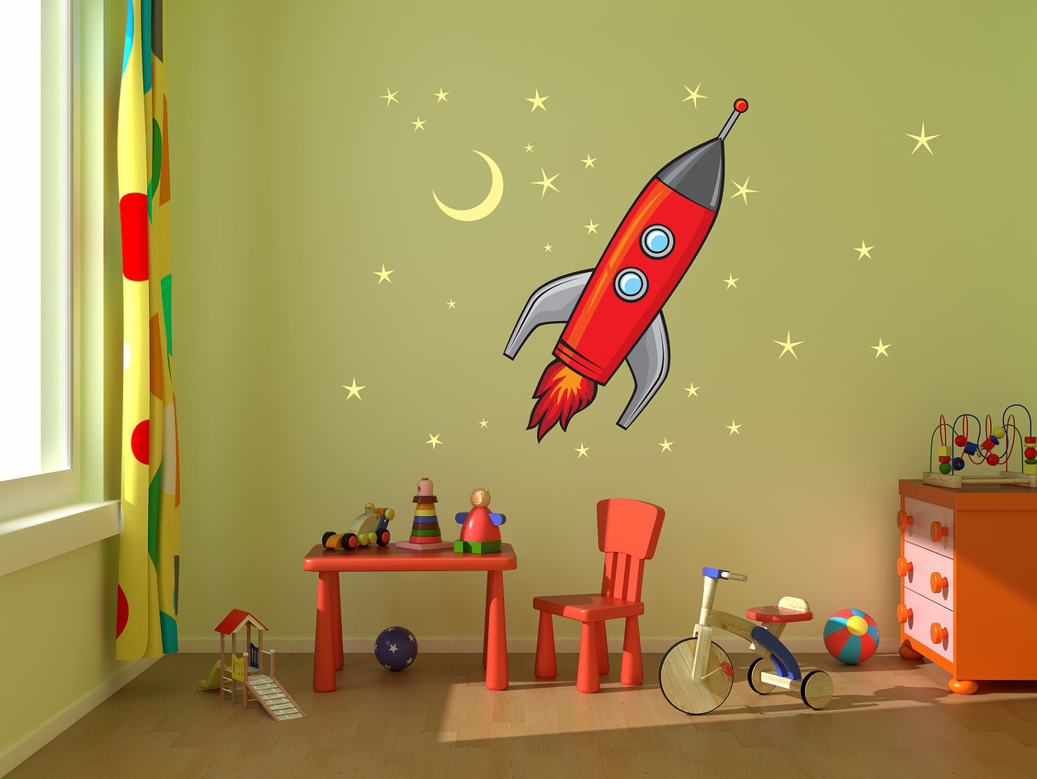 Ракета в интерьере детской комнаты