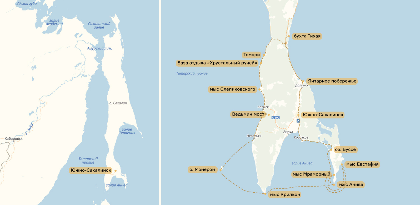 Остров Монерон Сахалин на карте
