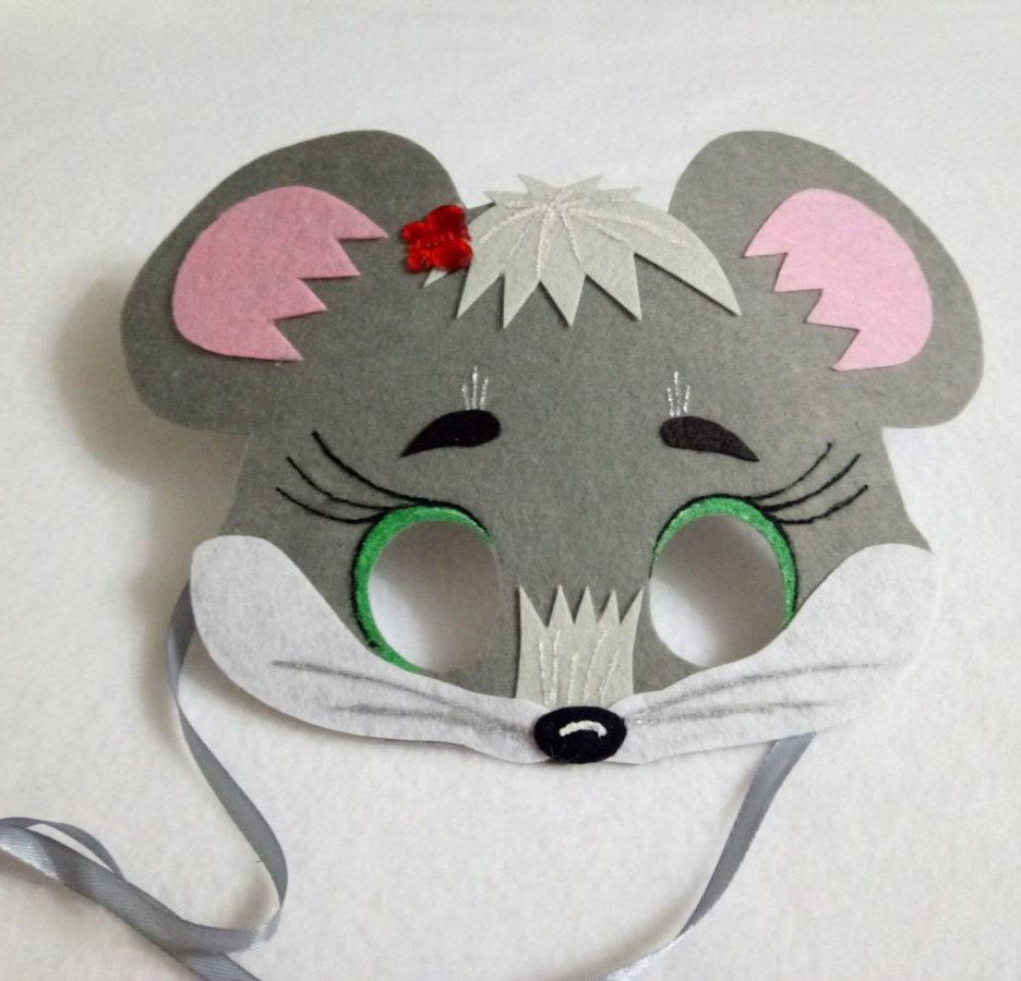Мышка маска для детей из фетра