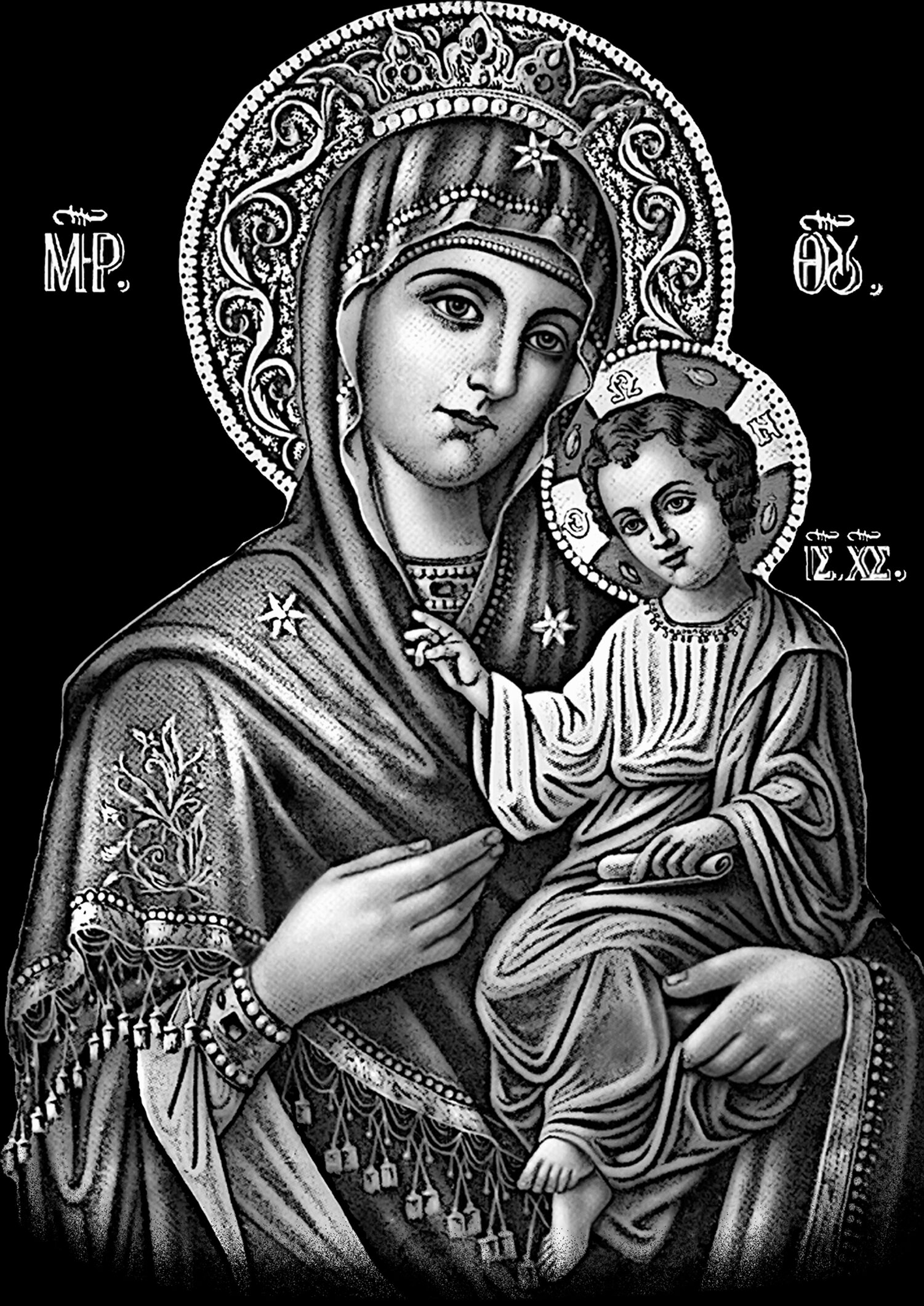 Икона Казанской Божьей матери для гравировки на памятник