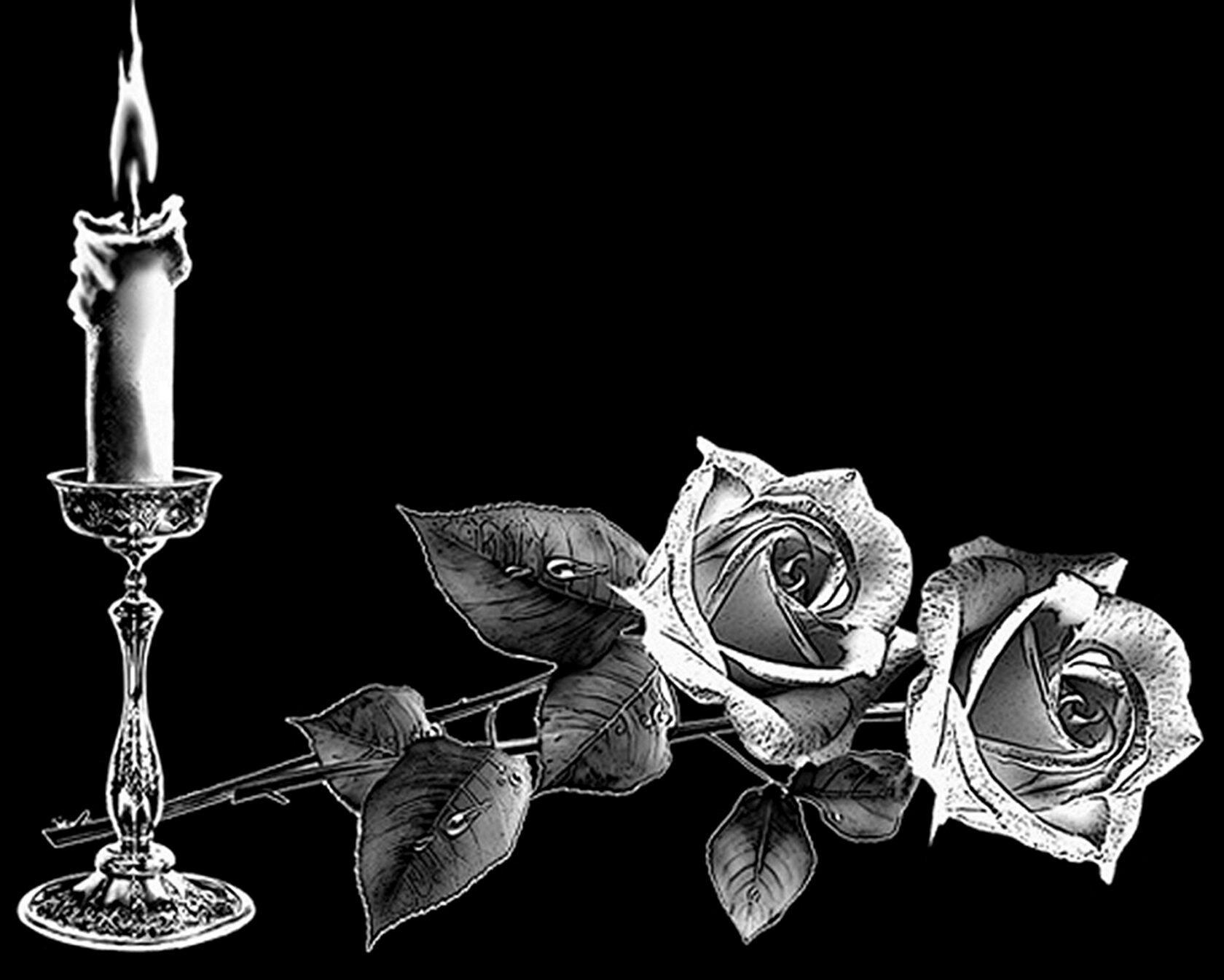 Розы со свечой на памятник