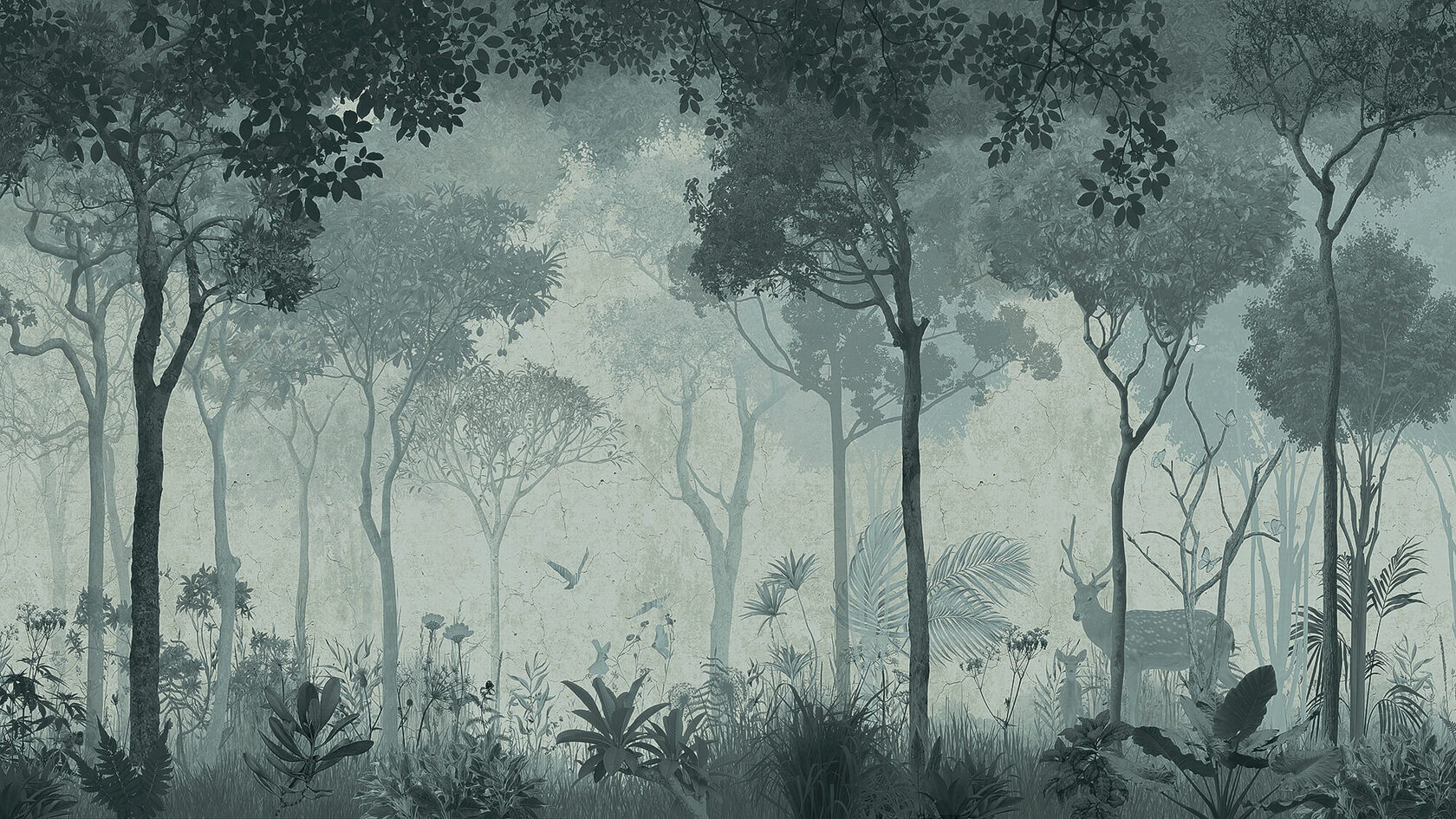 Фреска лес в тумане