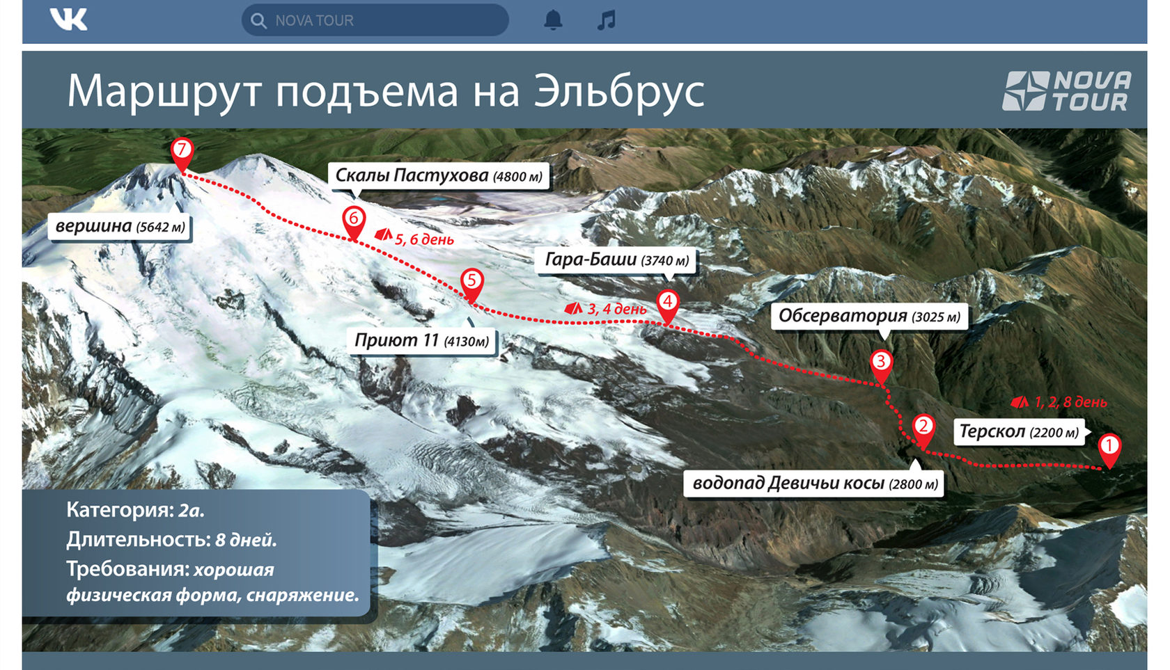 Терскол эльбрус карта