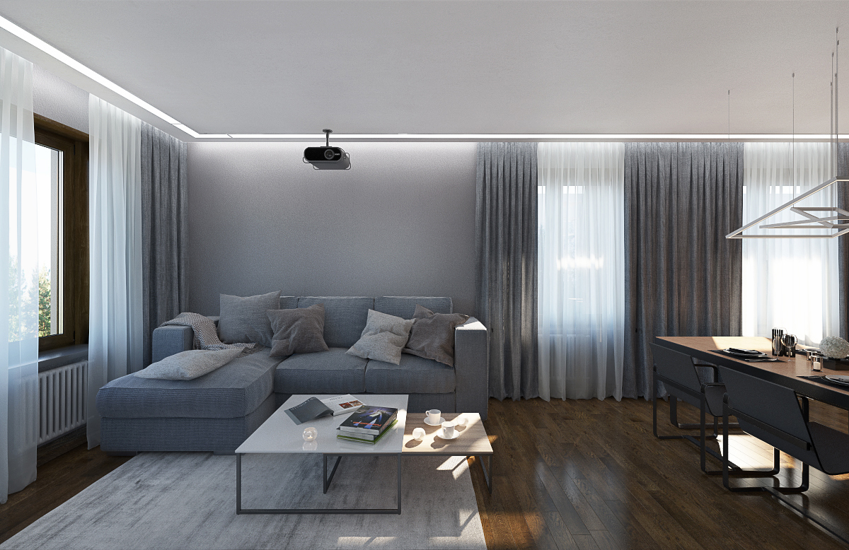 Интерьер квартиры в серых тонах в современном стиле