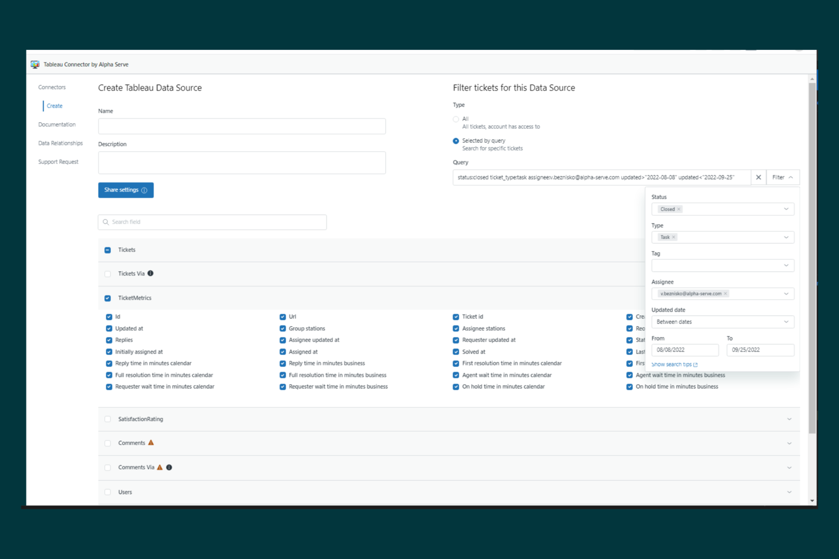 Tableau Connector For Zendesk Zendesk Tableau Integration App By