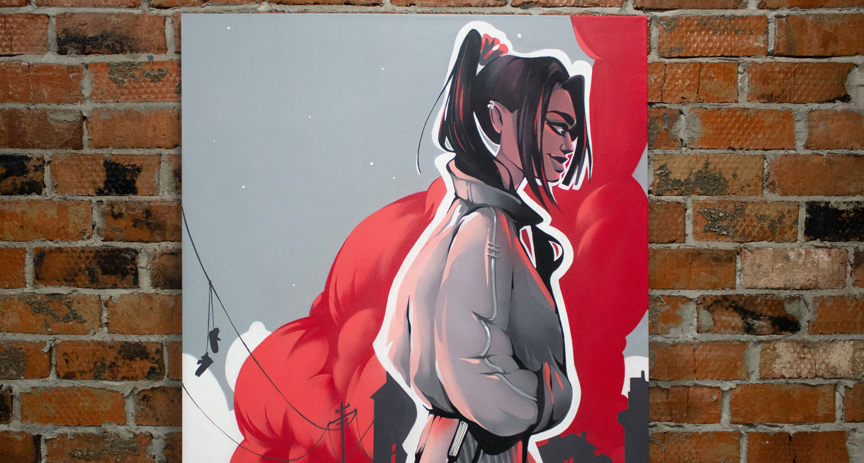 Голая Лана Роудс любит яркое графити на стене и сверкать грудью