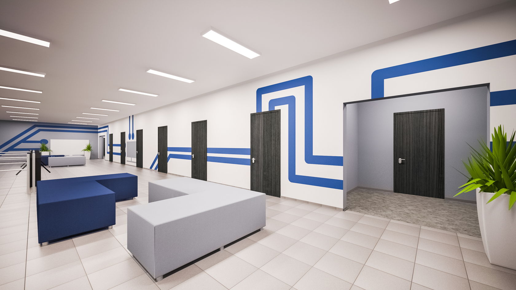 Дизайн коридора в школе - 74 фото