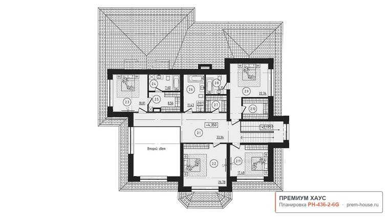 Планировка 2 этажа дома Прованс КВ-437, 436 м²— Премиум Хаус