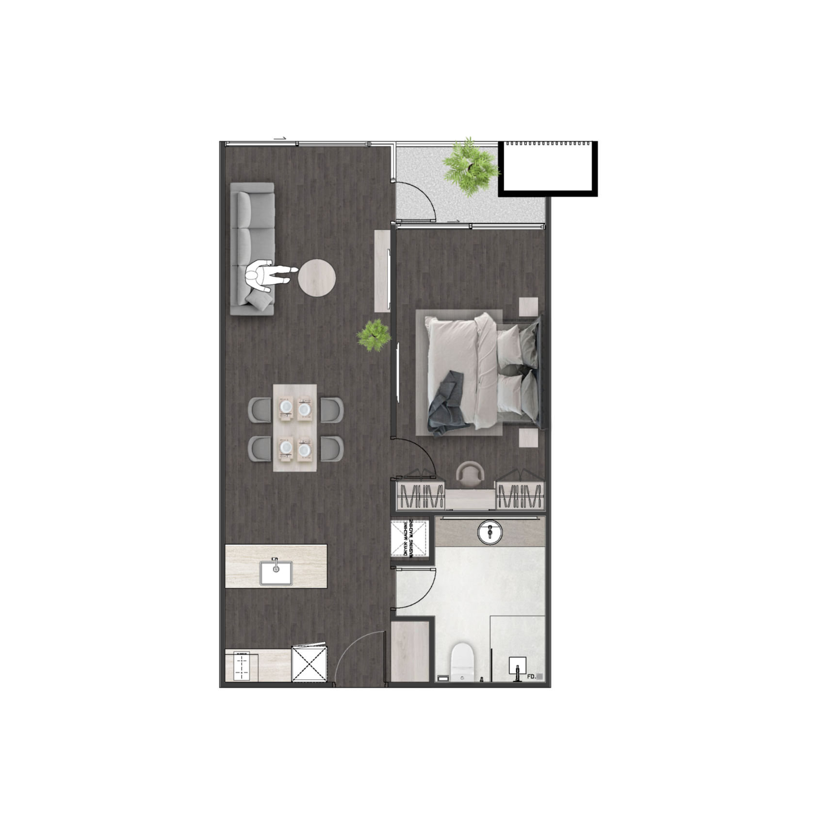 Unit 3104 — 1 Bed · 59.4 m²