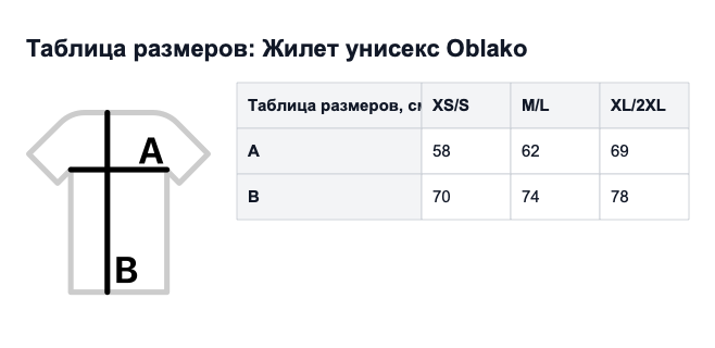 Таблица размеров