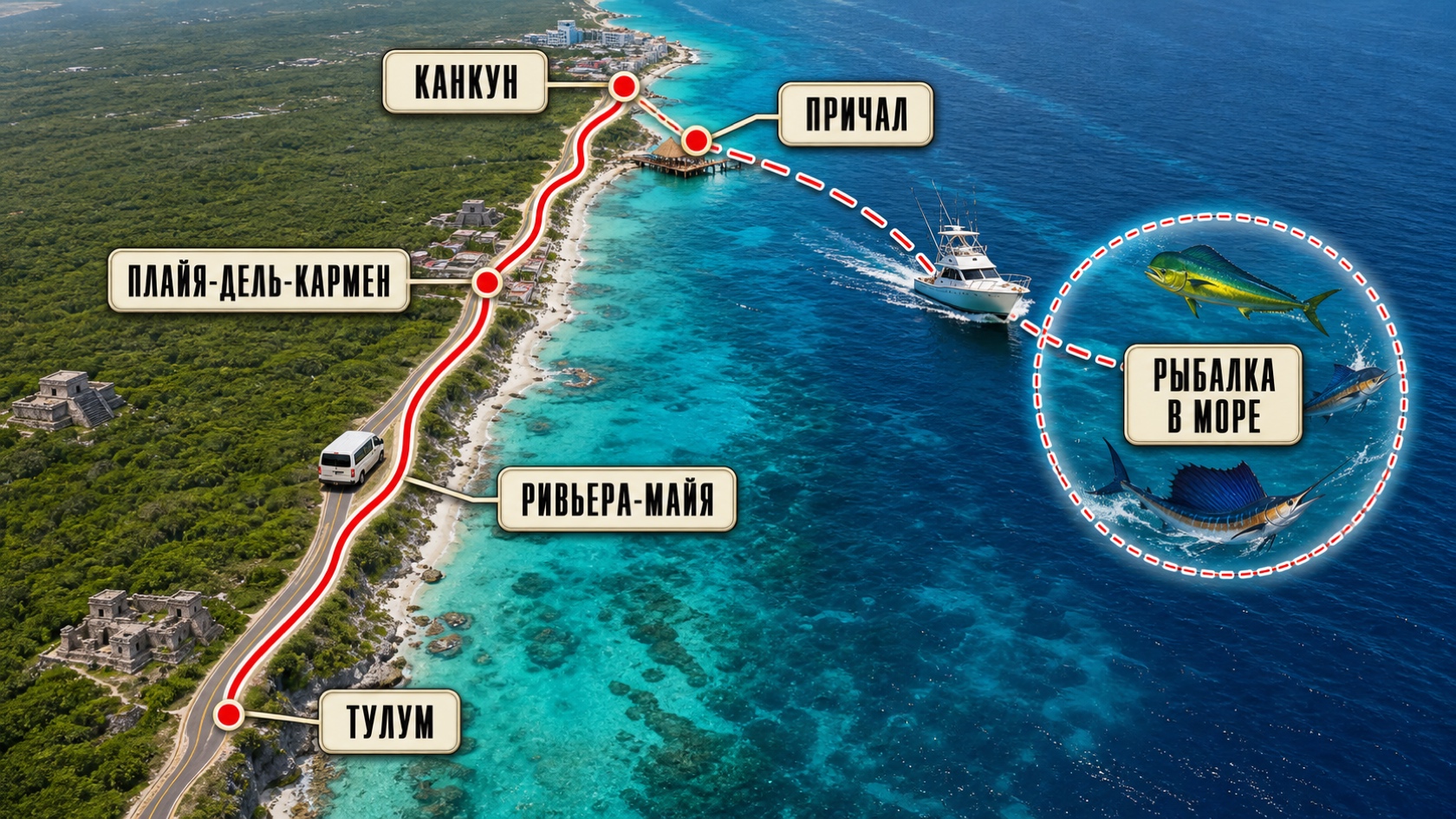 Групповая рыбалка в Канкуне