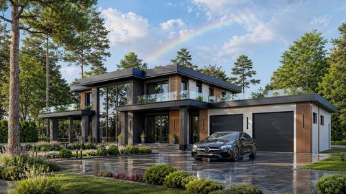 Репино 464 с гаражом — проект дома, 464 м² — Визуализации дома, фото 1 — Премиум Хаус