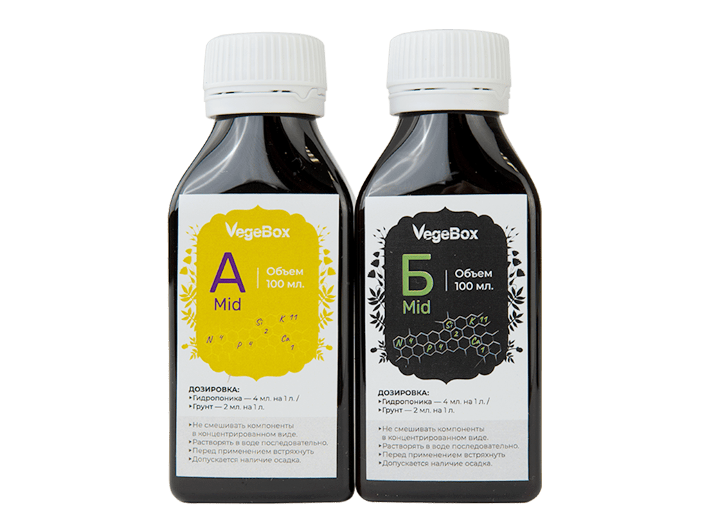 Питательный раствор для Vegebox Mid (А+Б) 2×100 мл