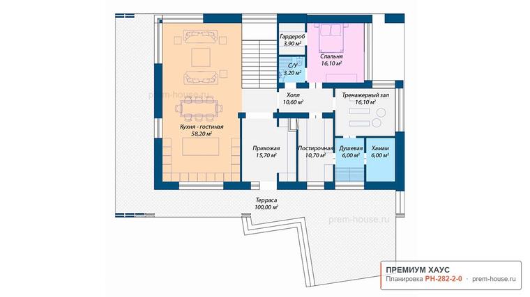 Планировка 1 этажа дома Современный КП-282, 282 м²— Премиум Хаус