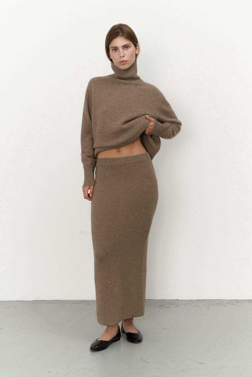 Юбка макси Taupe из монгольского кашемира