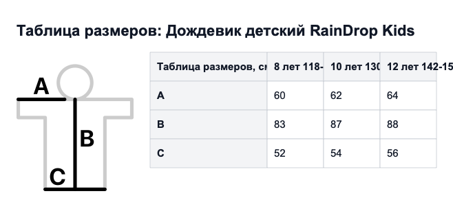 Таблица размеров