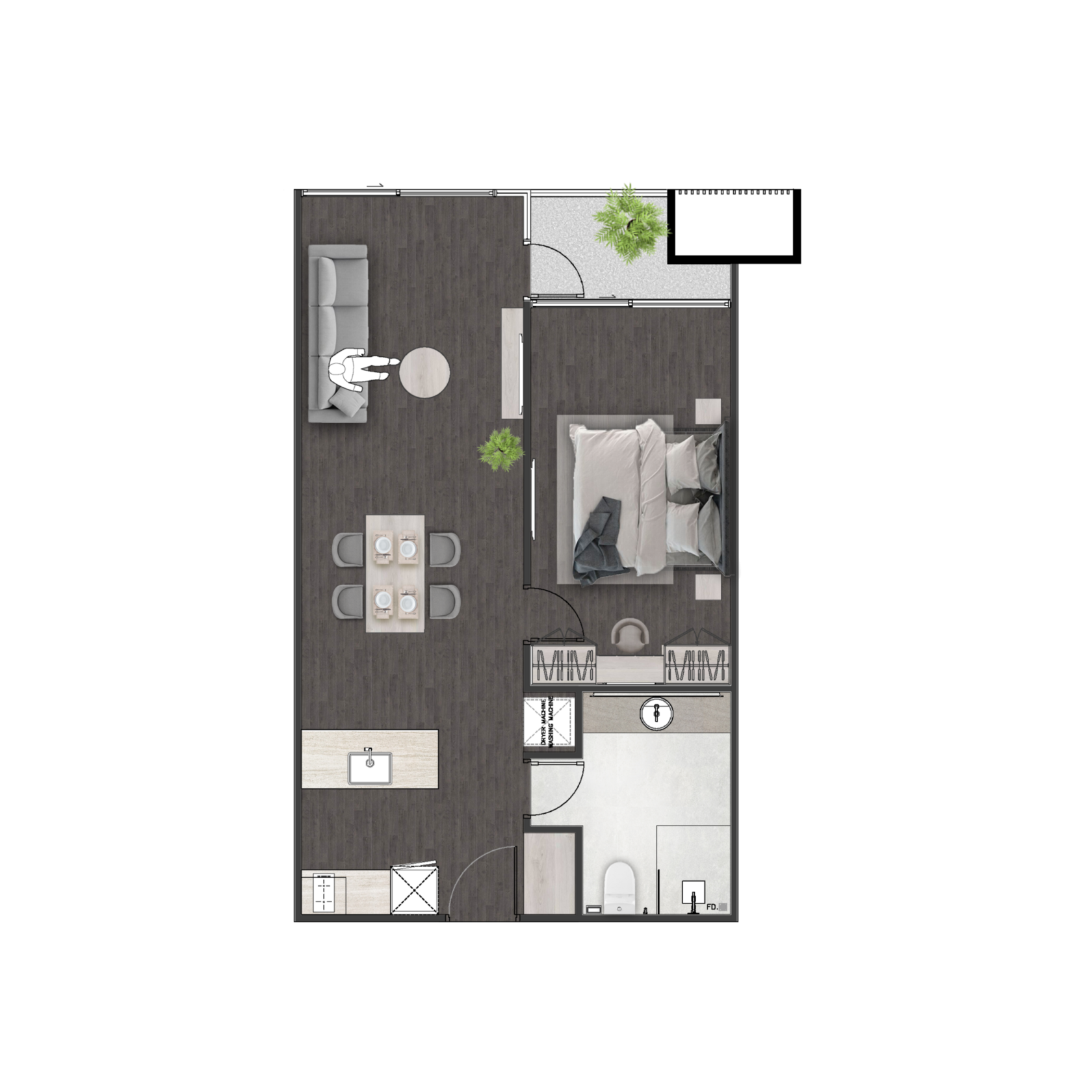 Unit 3312 — 1 Bed · 59.4 m²