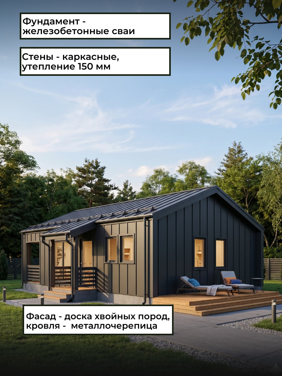 Проект дома 99 м2 / Каркасник / 1 этаж / — фото 5