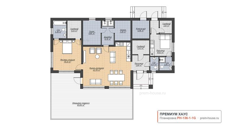 Планировка дома Райт КВ-138, 136 м²— Премиум Хаус