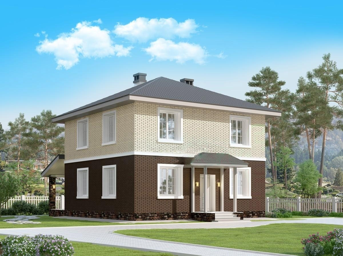 двухэтажный дом с террасой с планом фото