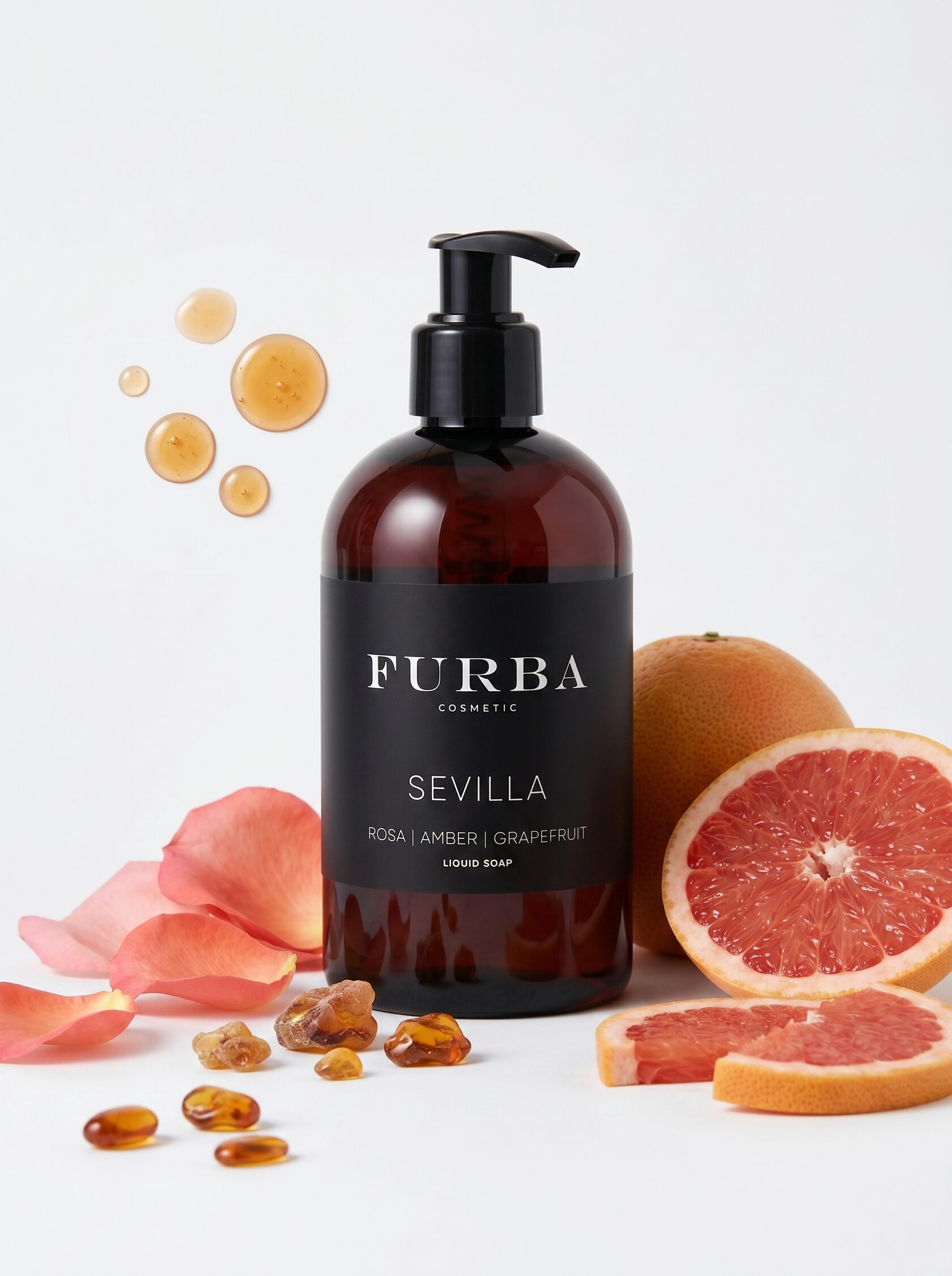 Парфюмированное жидкое мыло Furba Sevilla с яркими цитрусовыми нотами и нежным ароматом розы, 300 мл