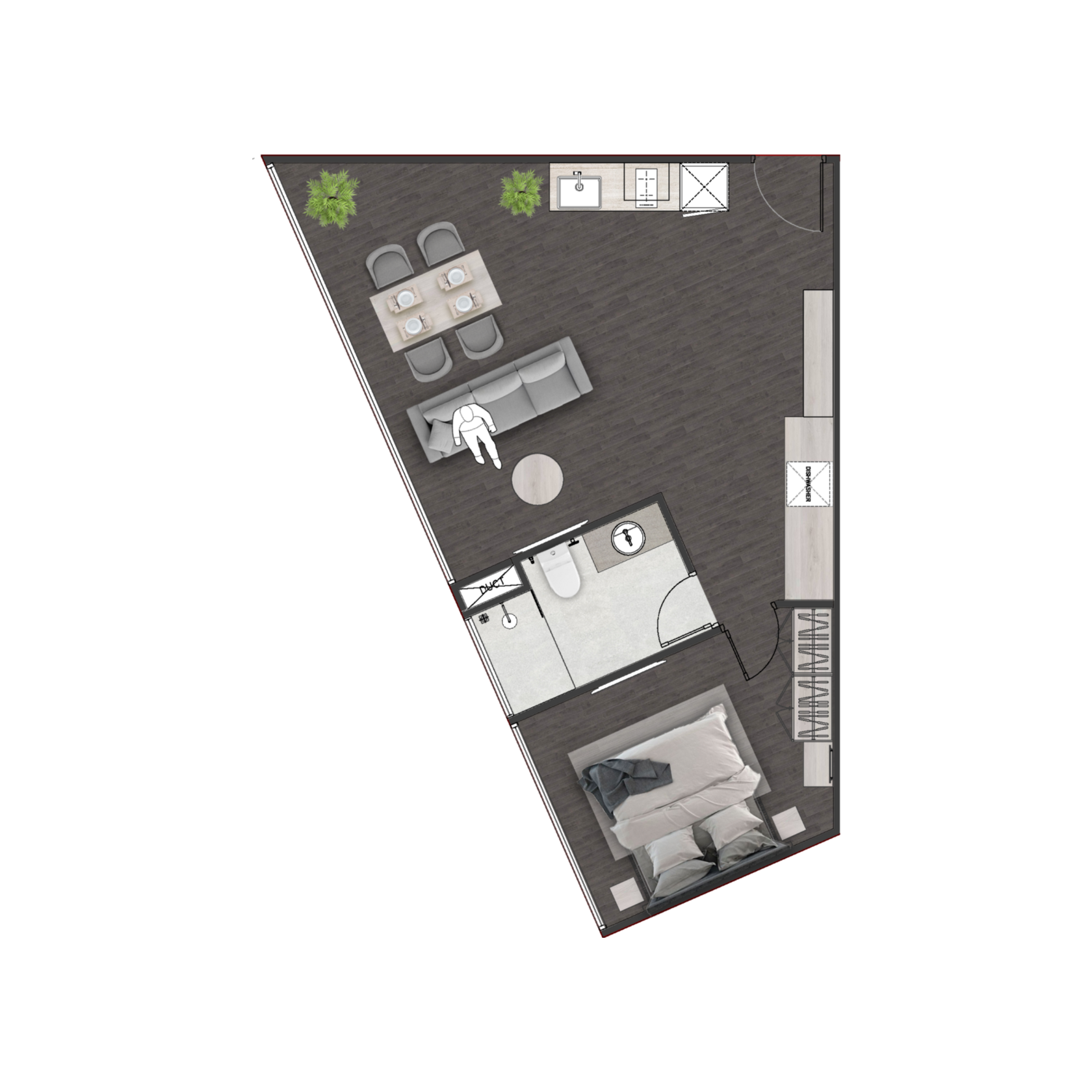 Unit 4311 — 1 Bed · 55.08 m²
