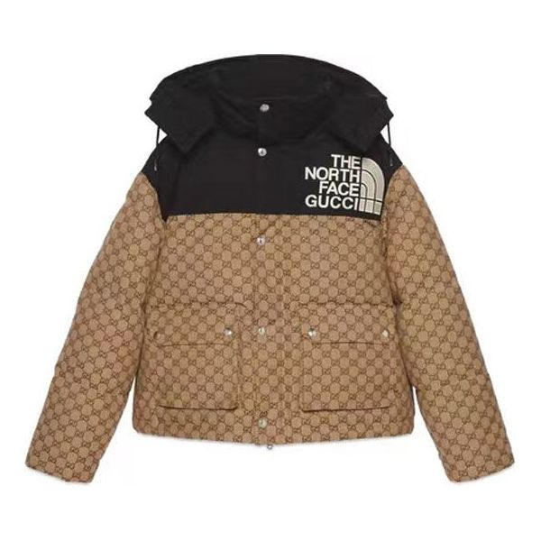 (WMNS) GUCCI x The North Face GG Padded Short Jacket 'Black Ebony Beige ...