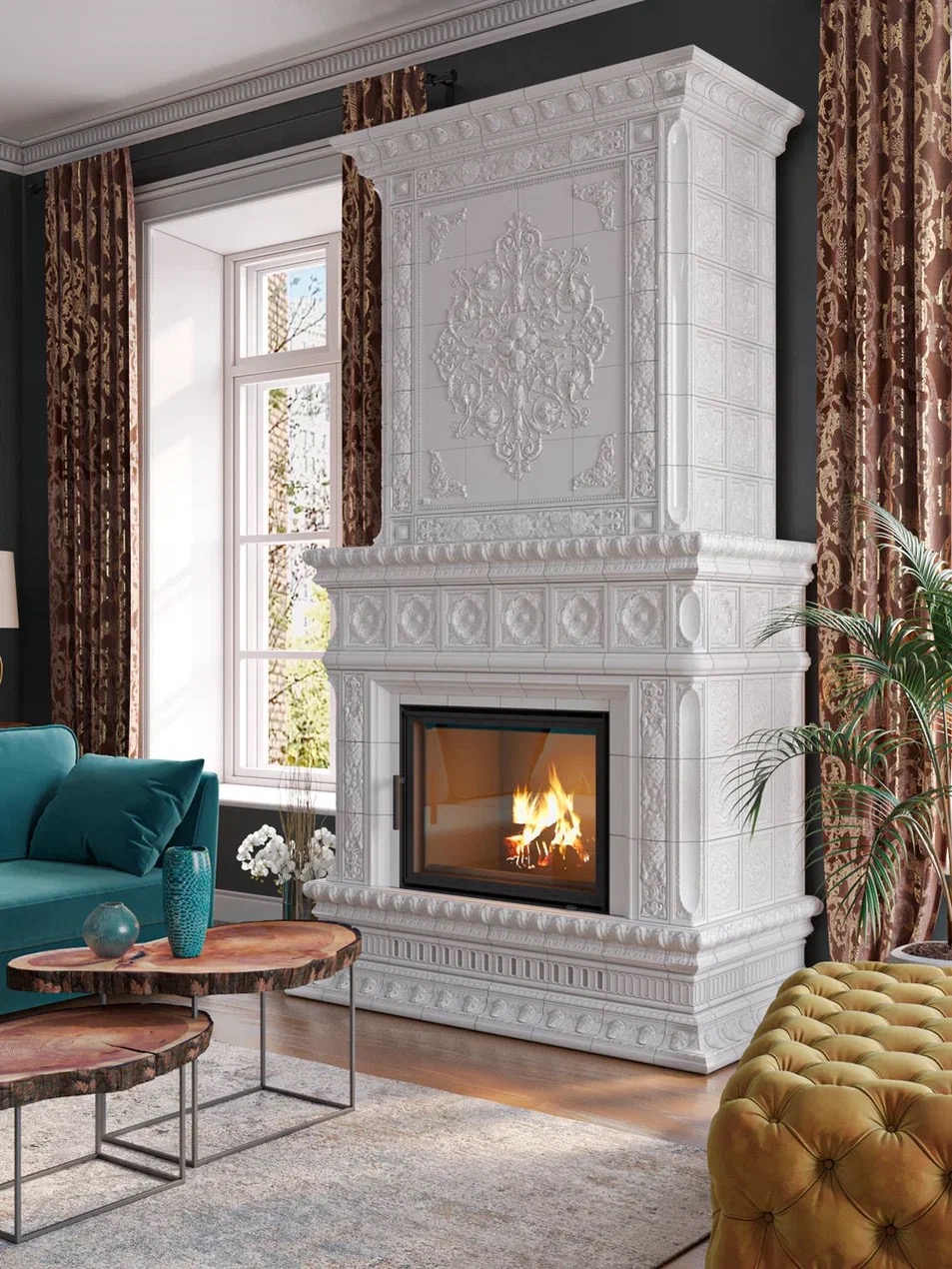 Изразцовый камин Florent – купить камин на дровах | Керамические ...