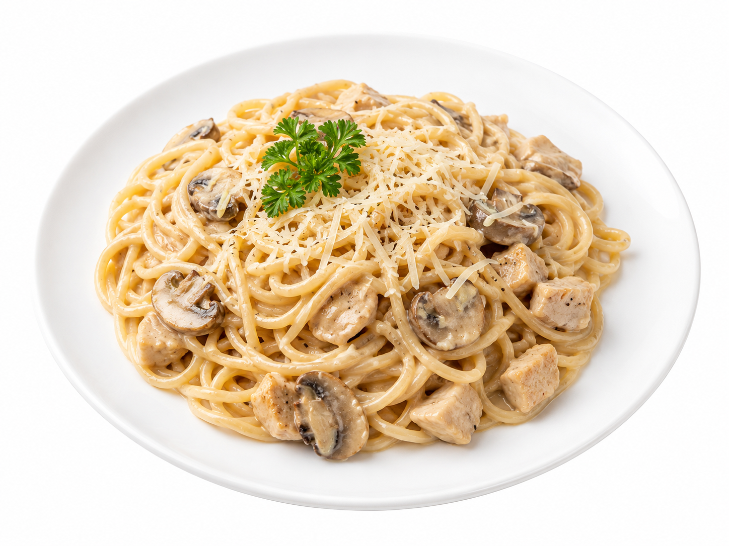Паста с курицей и грибами
