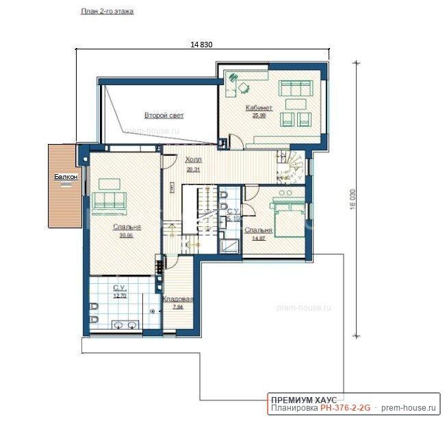 Планировка 2 этажа дома Премиум Хаус - Мельничный ручей К380, 376 м²— Премиум Хаус