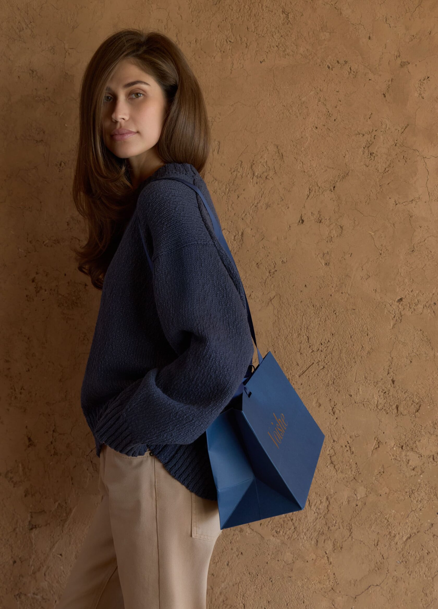 Джемпер из фактурного хлопка - Синий