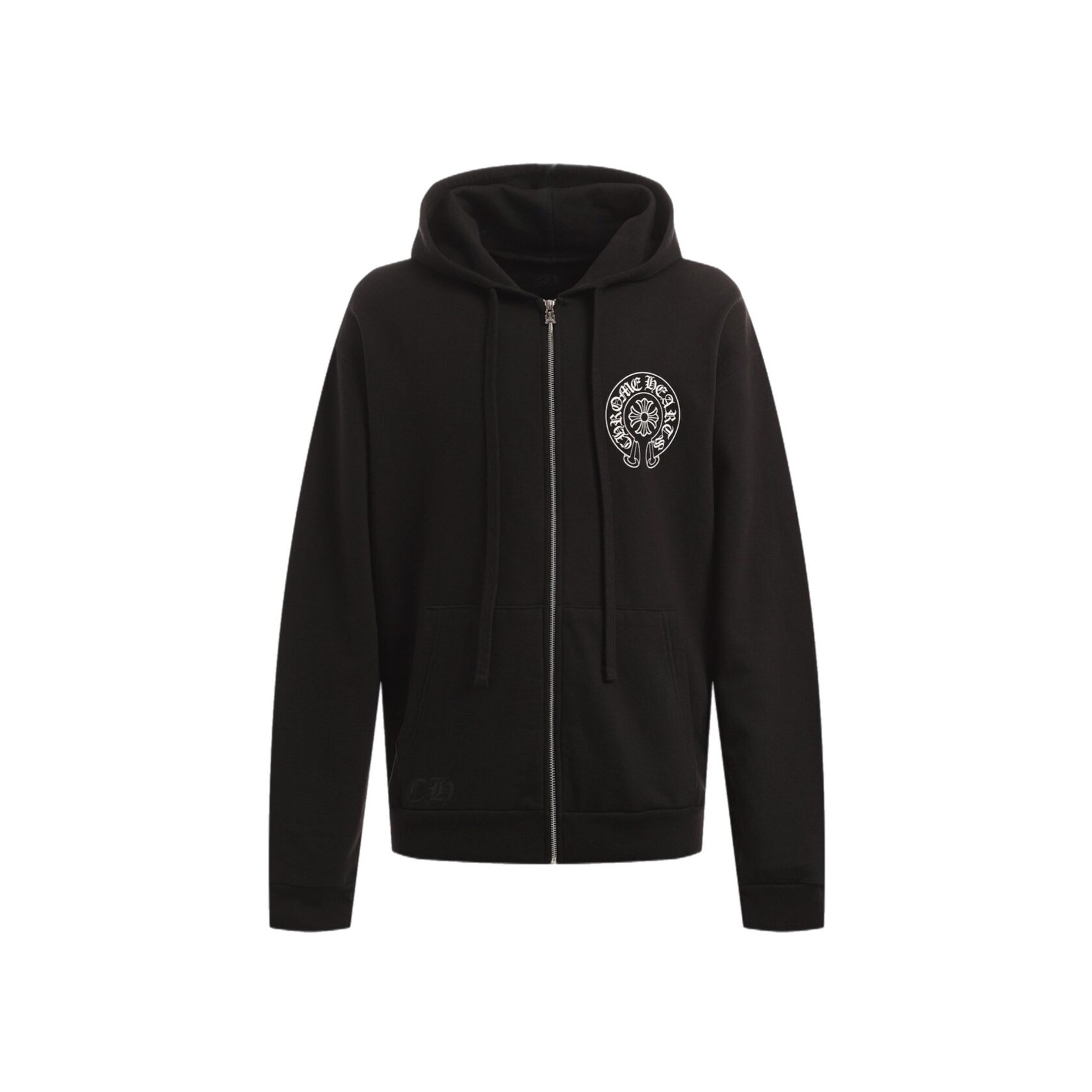 Черный Зип-Худи Chrome Hearts Horseshoe Floral Cross Zip Hoodie `Black`