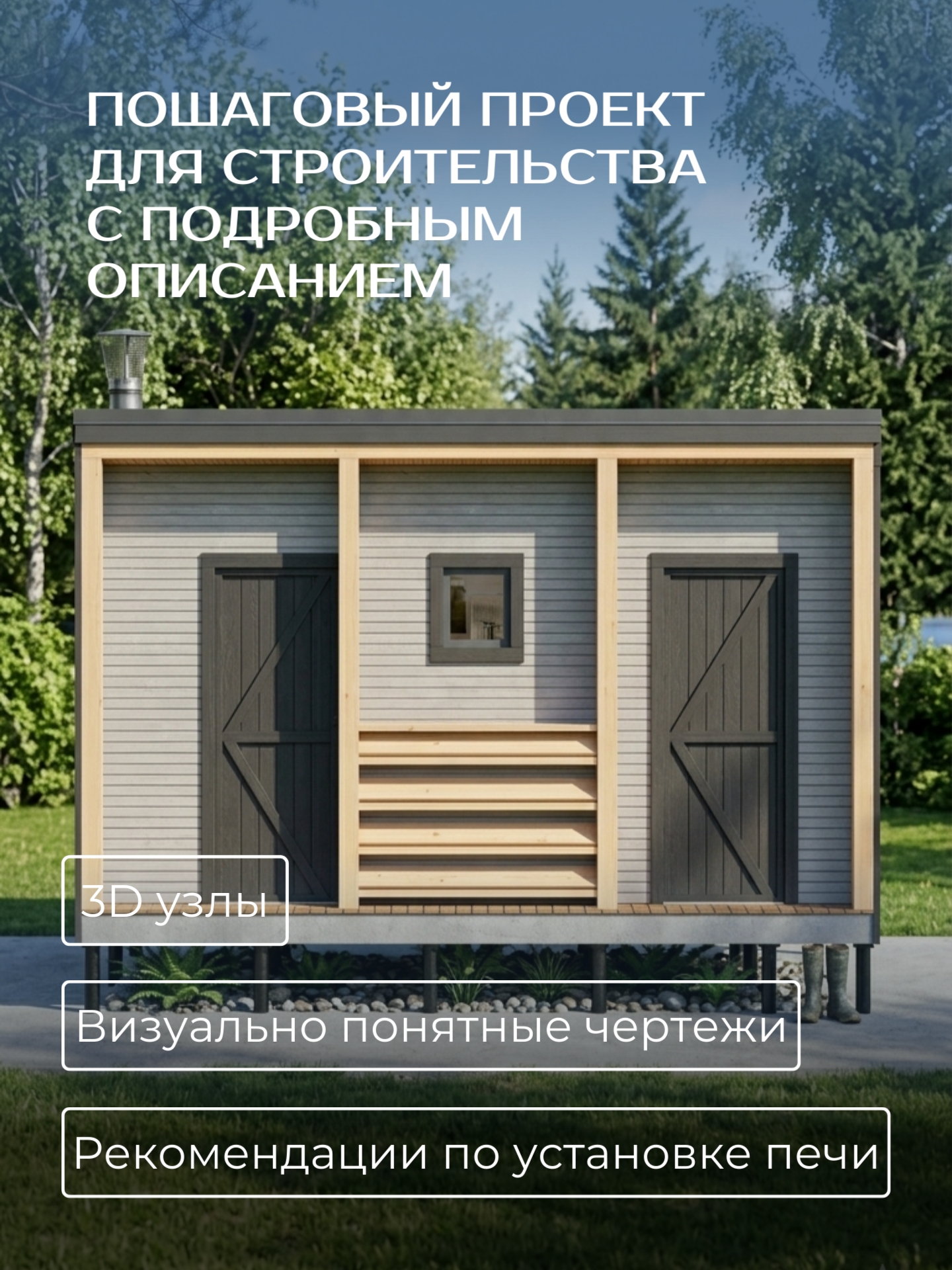 Проект бани с навесом 3х6м / Баня/ Карка — фото 3