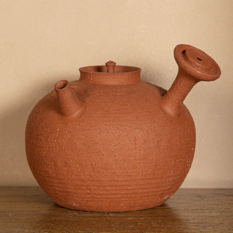 Чайник для кипячения воды чаочжоуский из красной шамотной глины для правой руки