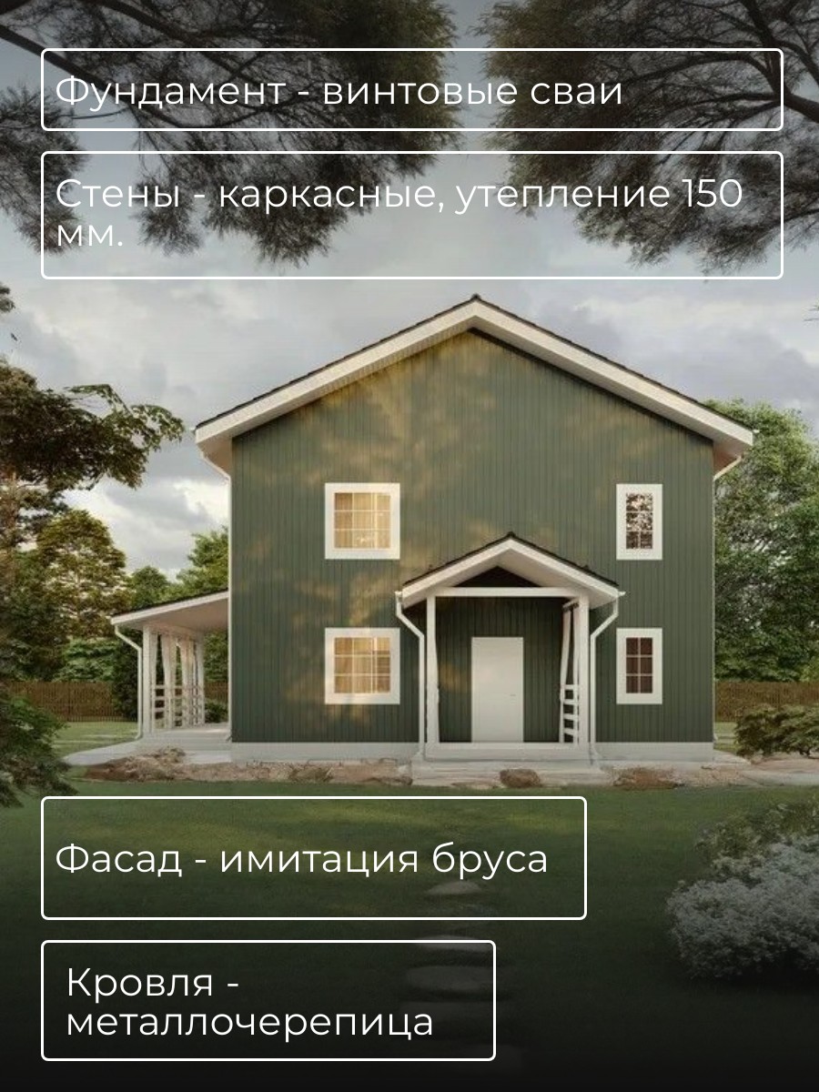 Проект дома 198 м2 / Каркасник / 2 этажа — фото 6