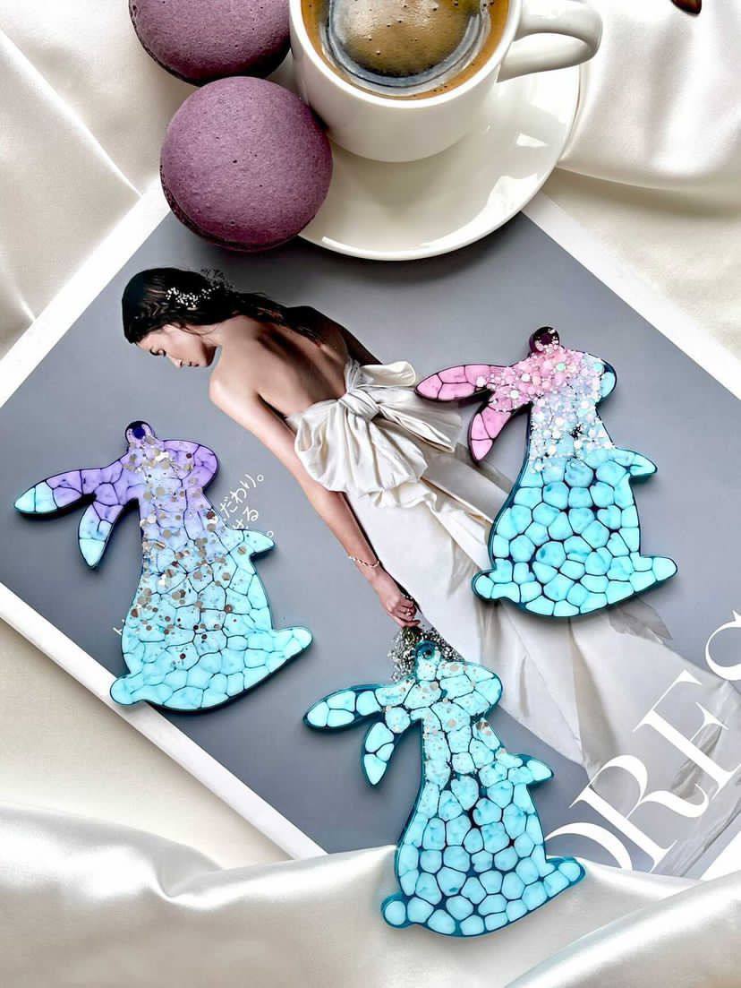 Глянцевый силиконовый молд новогодняя игрушка ЗАЯЦ