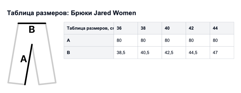 Таблица размеров