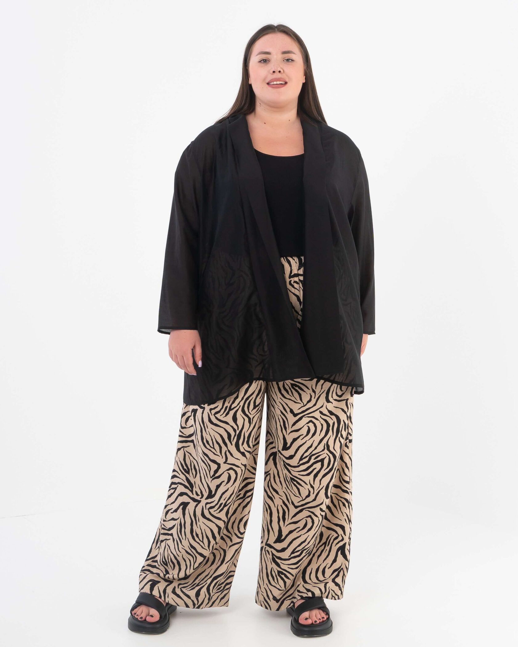 Брюки на резинке из смесовой вискозы с принтом