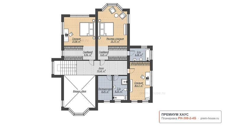 Планировка 2 этажа дома Современный КВ-306, 308 м²— Премиум Хаус