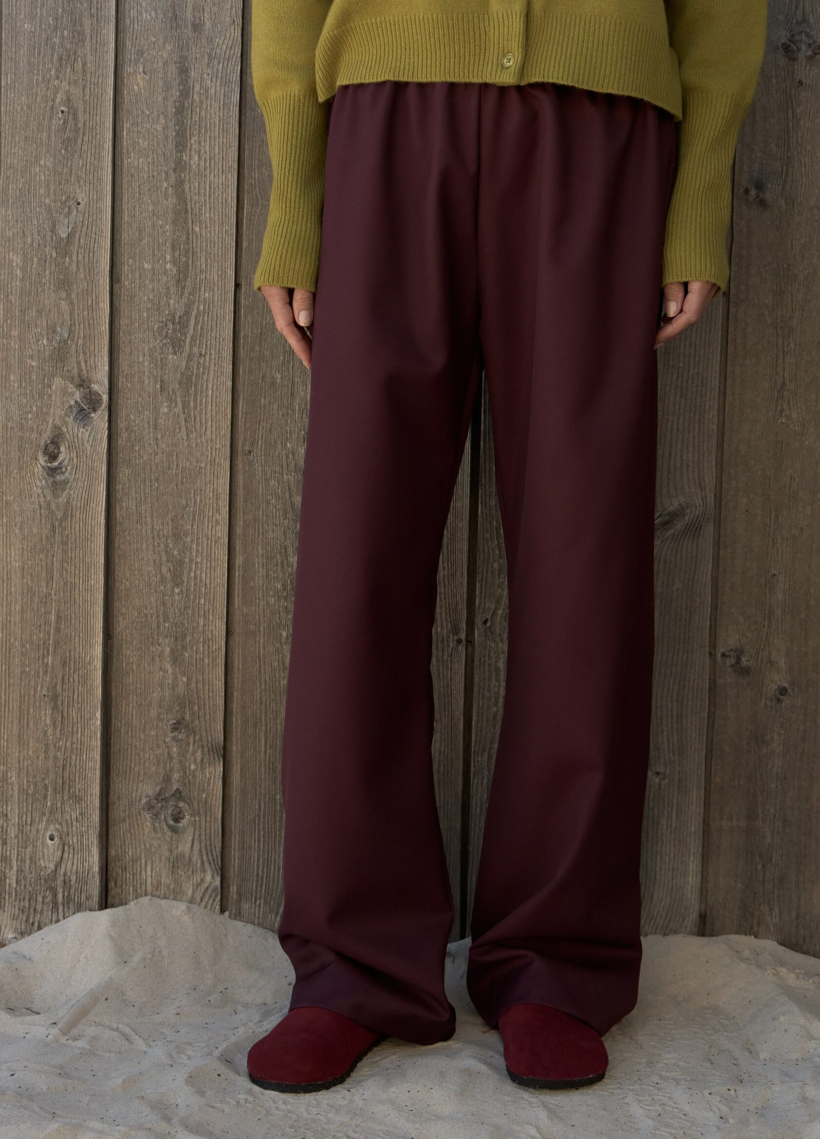 

Брюки на резинке Comfort fit из итальянской шерсти - Бордовые, Wine;бордовый