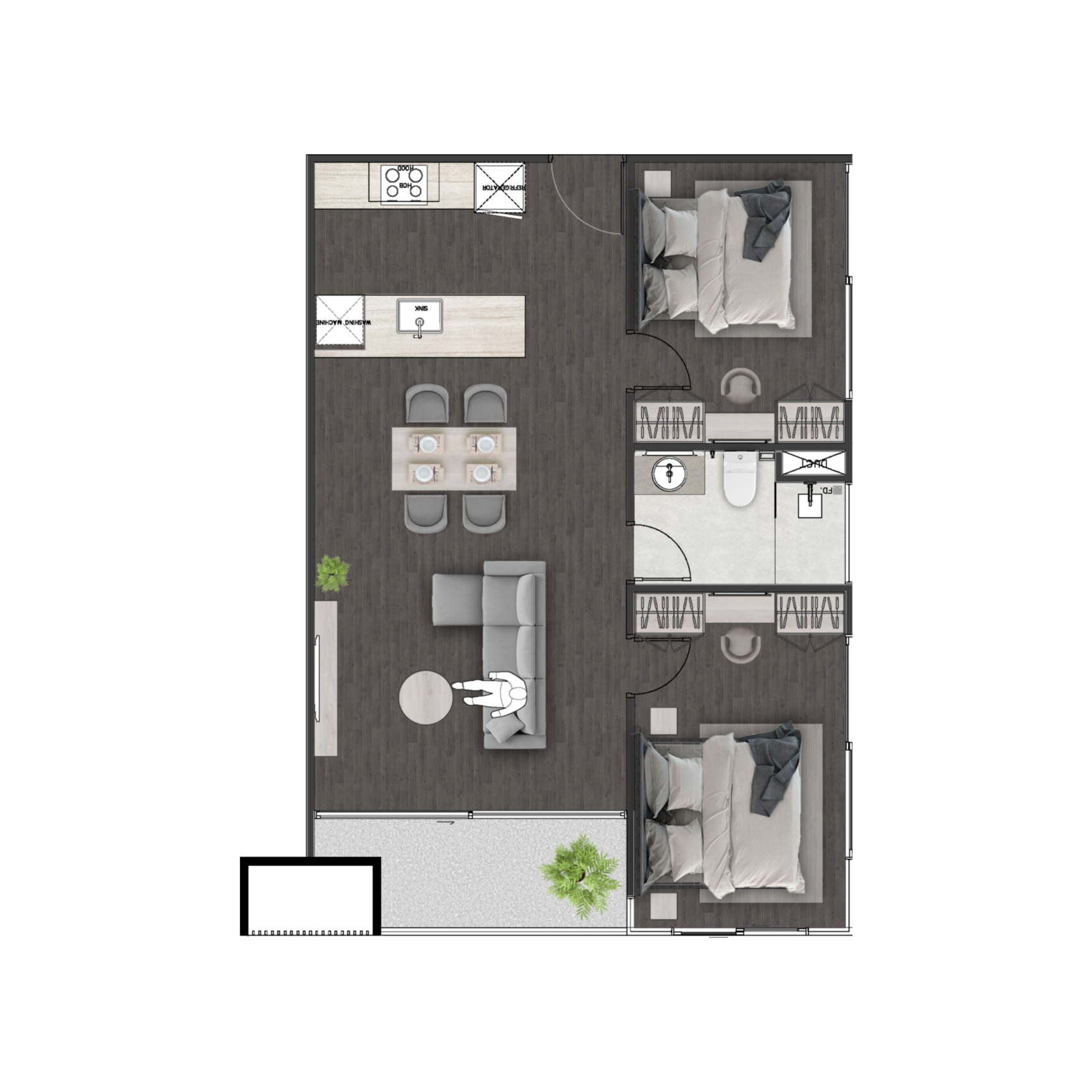 Unit 4602 — 2 Bed · 70 m²