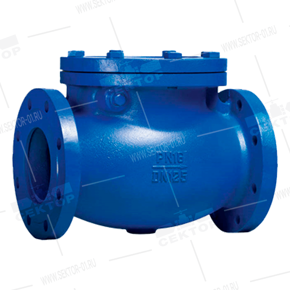 Клапан обратный чугунный поворотный фланцевый (захлопка) DN100 PN16 ...