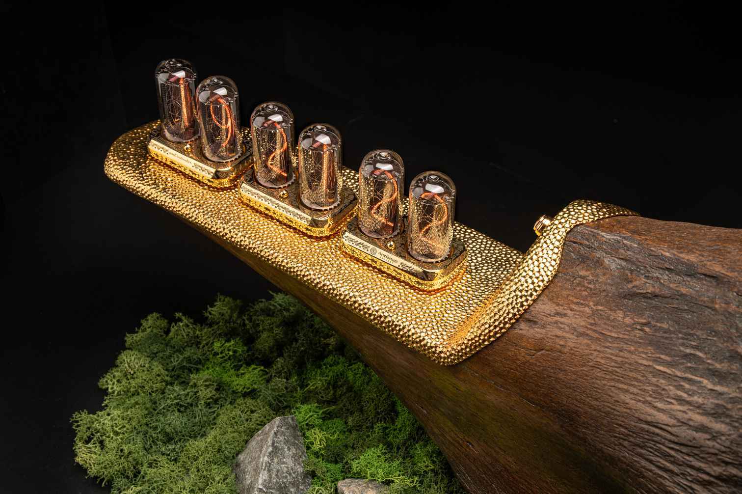Relics: Mammoth Femur nixie clock, view 2