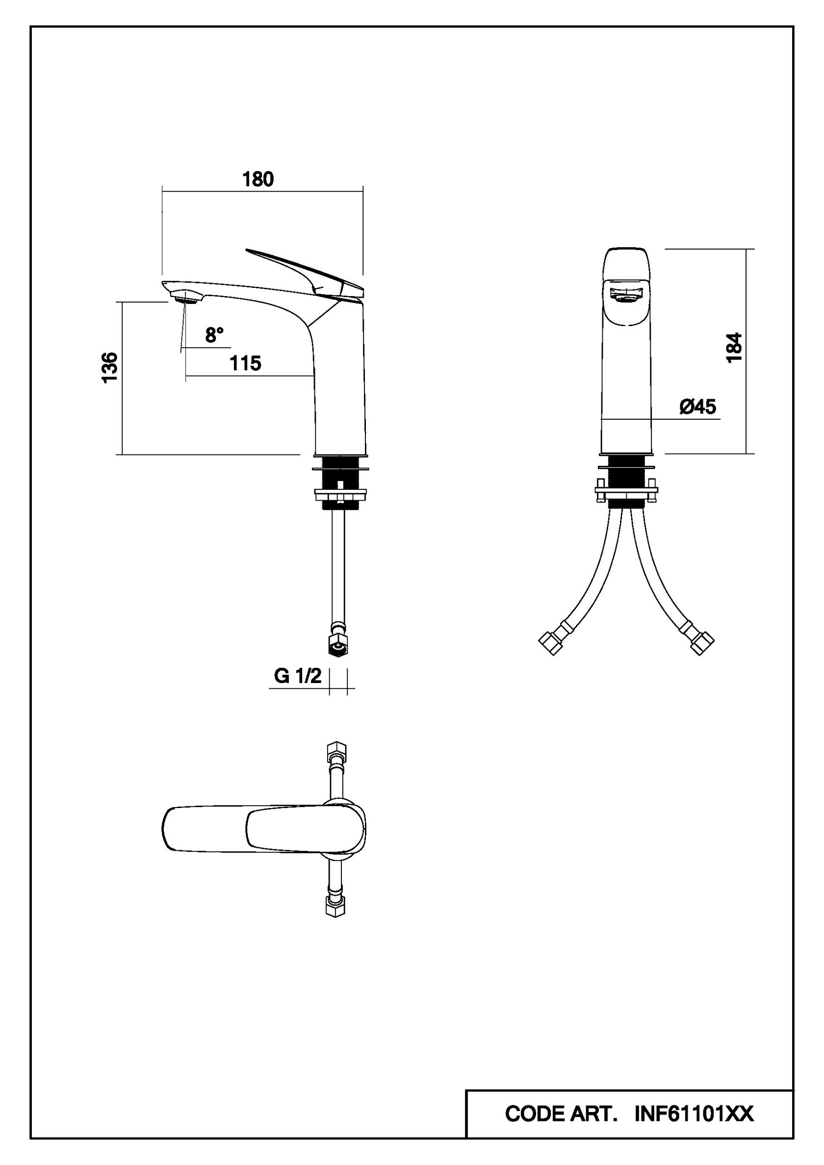 Cмеситель для раковины Perfecta схема
