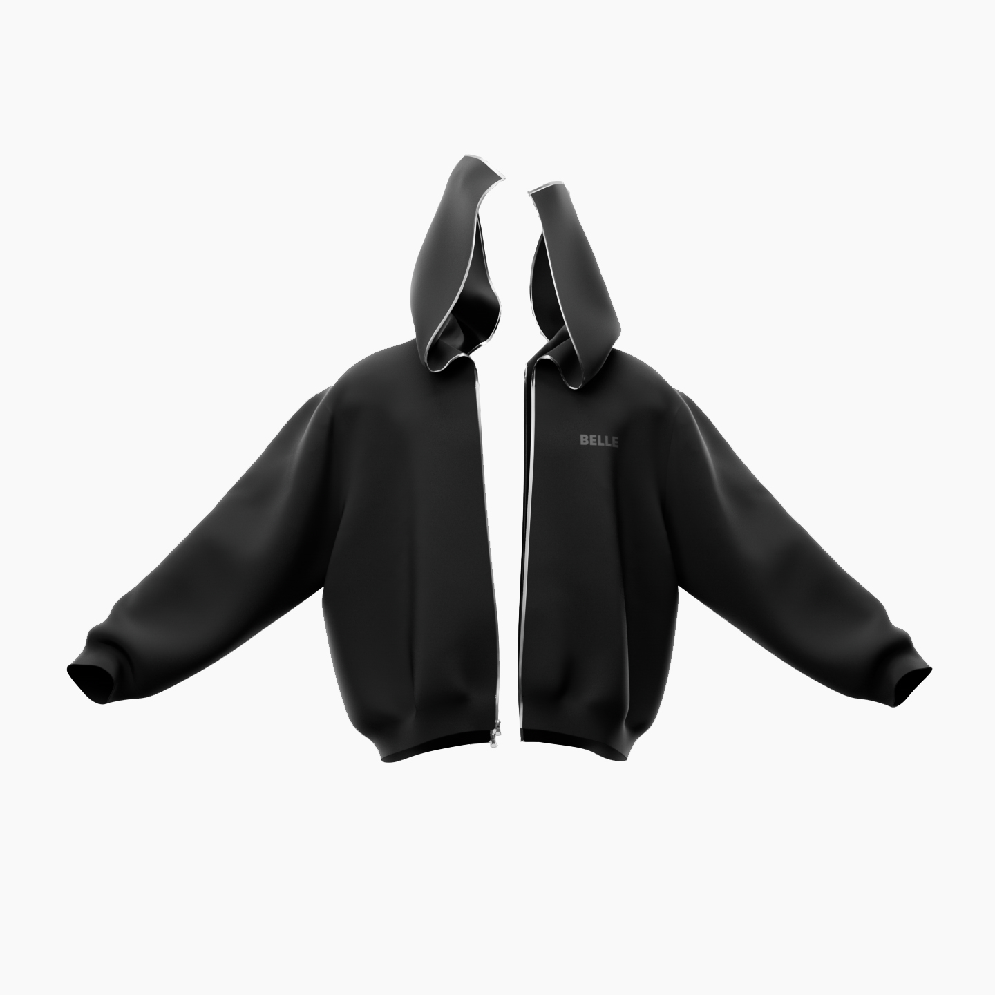 TOTAL-ZIP HOODIE BLACK